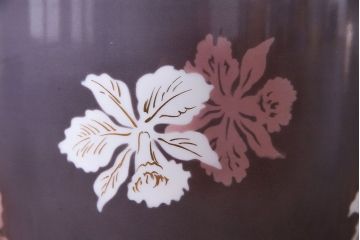 アンティーク雑貨　ノリタケ・則武(日陶)　減紫色　上品な花柄が魅力の火鉢(手あぶり、鉢カバー、傘立て)