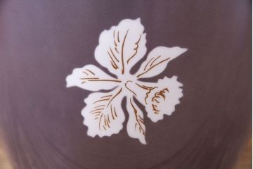 アンティーク雑貨　ノリタケ・則武(日陶)　減紫色　上品な花柄が魅力の火鉢(手あぶり、鉢カバー、傘立て)