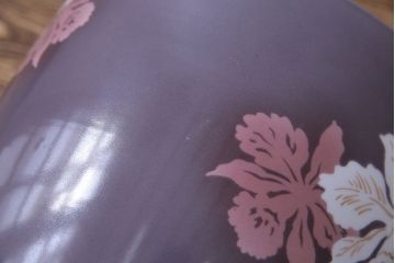 アンティーク雑貨　ノリタケ・則武(日陶)　減紫色　上品な花柄が魅力の火鉢(手あぶり、鉢カバー、傘立て)