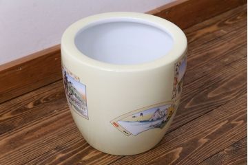 アンティーク雑貨　オールドノリタケ(日陶)　「東海道五十三次」火鉢(手あぶり、鉢カバー、傘立て)