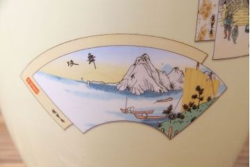 アンティーク雑貨　オールドノリタケ(日陶)　「東海道五十三次」火鉢(手あぶり、鉢カバー、傘立て)