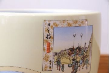 アンティーク雑貨　オールドノリタケ(日陶)　「東海道五十三次」火鉢(手あぶり、鉢カバー、傘立て)