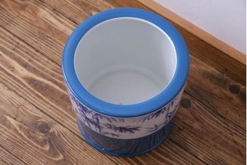 アンティーク雑貨　ノリタケ・則武(日陶) 　風情ある竹モチーフの火鉢(手あぶり、鉢カバー、傘立て)