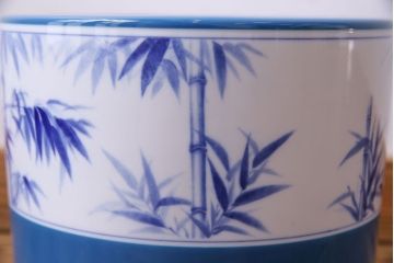 アンティーク雑貨　ノリタケ・則武(日陶) 　風情ある竹モチーフの火鉢(手あぶり、鉢カバー、傘立て)