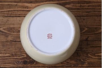 アンティーク雑貨　オールドノリタケ・則武(日陶) 緑地　白菊文様　バイカラーがおしゃれな壱型火鉢(手あぶり、鉢カバー、傘立て)