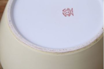 アンティーク雑貨　オールドノリタケ・則武(日陶) 緑地　白菊文様　バイカラーがおしゃれな壱型火鉢(手あぶり、鉢カバー、傘立て)