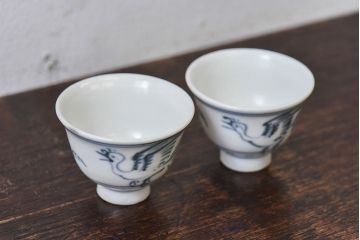 桑名萬古　清香堂　月華作　箱付　鳳凰盃一対(お猪口)