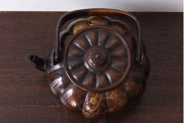 アンティーク雑貨　大正期　鎚起銅器　南瓜型薬缶(水注、鉄瓶)