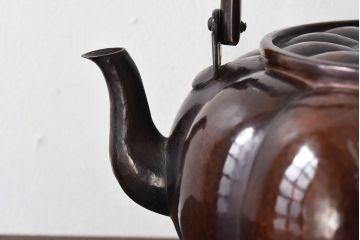 アンティーク雑貨　大正期　鎚起銅器　南瓜型薬缶(水注、鉄瓶)