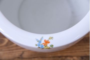 アンティーク雑貨　オールドノリタケ(日陶)　色絵　草花　上品な雰囲気漂う壱型火鉢(手あぶり、鉢カバー、傘立て)(1)