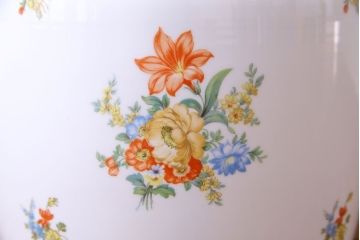 アンティーク雑貨　オールドノリタケ(日陶)　色絵　草花　上品な雰囲気漂う壱型火鉢(手あぶり、鉢カバー、傘立て)(2)