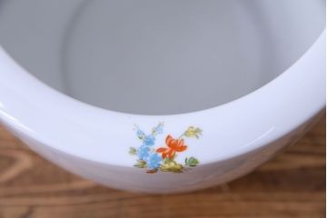 アンティーク雑貨　オールドノリタケ(日陶)　色絵　草花　上品な雰囲気漂う壱型火鉢(手あぶり、鉢カバー、傘立て)(2)