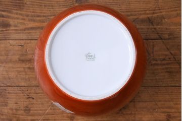 アンティーク雑貨　ノリタケ(日陶)　鮮やかな朱色が見事な壱型火鉢(手あぶり、鉢カバー、傘立て)(1)