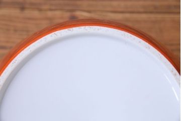 アンティーク雑貨　ノリタケ(日陶)　鮮やかな朱色が見事な壱型火鉢(手あぶり、鉢カバー、傘立て)(1)