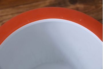 アンティーク雑貨　ノリタケ(日陶)　鮮やかな朱色が見事な壱型火鉢(手あぶり、鉢カバー、傘立て)(2)