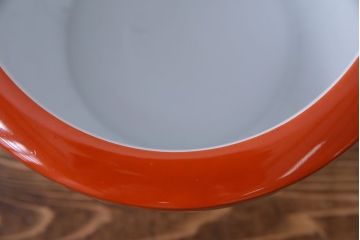 アンティーク雑貨　ノリタケ(日陶)　鮮やかな朱色が見事な壱型火鉢(手あぶり、鉢カバー、傘立て)(2)