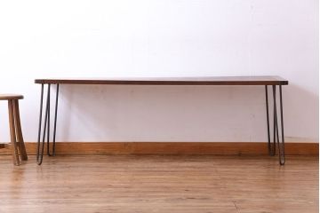 アンティーク家具　和製アンティーク　古材の質感が味わい深い鉄脚テーブル(作業台、アイアンテーブル、ディスプレイ台、飾り台)(R-027767)