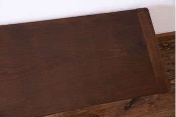 アンティーク家具　和製アンティーク　古材の質感が味わい深い鉄脚テーブル(作業台、アイアンテーブル、ディスプレイ台、飾り台)(R-027767)