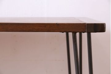 アンティーク家具　和製アンティーク　古材の質感が味わい深い鉄脚テーブル(作業台、アイアンテーブル、ディスプレイ台、飾り台)(R-027767)