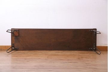 アンティーク家具　和製アンティーク　古材の質感が味わい深い鉄脚テーブル(作業台、アイアンテーブル、ディスプレイ台、飾り台)(R-027767)