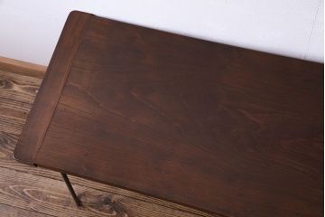 アンティーク家具　和製アンティーク　古材の質感が味わい深い鉄脚テーブル(作業台、アイアンテーブル、ディスプレイ台、飾り台)(R-027767)