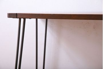 アンティーク家具　和製アンティーク　古材の質感が味わい深い鉄脚テーブル(作業台、アイアンテーブル、ディスプレイ台、飾り台)(R-027767)