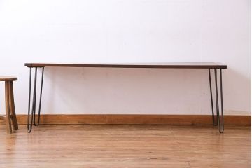 アンティーク家具　和製アンティーク　古材の質感が味わい深い鉄脚テーブル(作業台、アイアンテーブル、ディスプレイ台、飾り台)(R-027767)