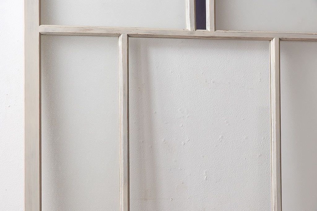 ペイント家具　色ガラス入り　ナチュラルな雰囲気漂うガラス戸(引き戸、建具)2枚セット