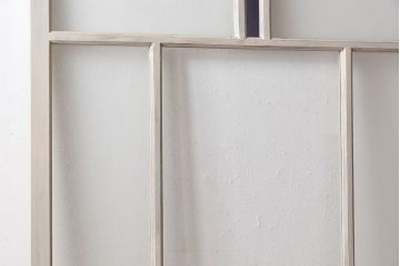 ペイント家具　色ガラス入り　ナチュラルな雰囲気漂うガラス戸(引き戸、建具)2枚セット