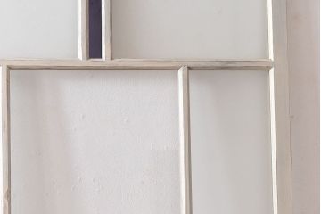 ペイント家具　色ガラス入り　ナチュラルな雰囲気漂うガラス戸(引き戸、建具)2枚セット