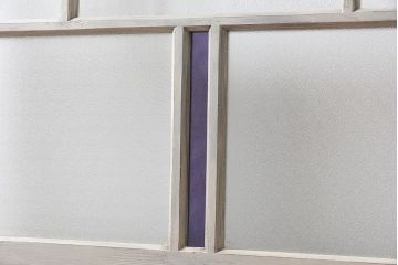 ペイント家具　色ガラス入り　ナチュラルな雰囲気漂うガラス戸(引き戸、建具)2枚セット