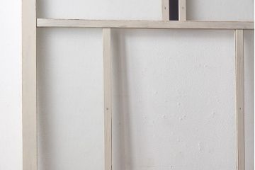 ペイント家具　色ガラス入り　ナチュラルな雰囲気漂うガラス戸(引き戸、建具)2枚セット