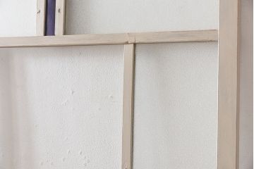 ペイント家具　色ガラス入り　ナチュラルな雰囲気漂うガラス戸(引き戸、建具)2枚セット