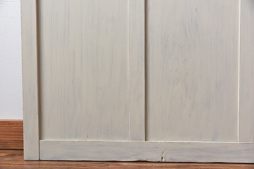 ペイント家具　色ガラス入り　ナチュラルな雰囲気漂うガラス戸(引き戸、建具)2枚セット