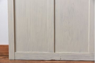 ペイント家具　色ガラス入り　ナチュラルな雰囲気漂うガラス戸(引き戸、建具)2枚セット