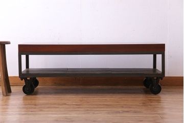 中古　大人な魅力のインダストリアル系トロッコテーブル(センターテーブル、ローテーブル)