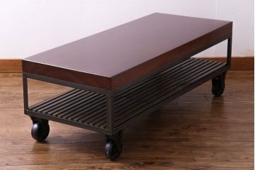 中古　大人な魅力のインダストリアル系トロッコテーブル(センターテーブル、ローテーブル)