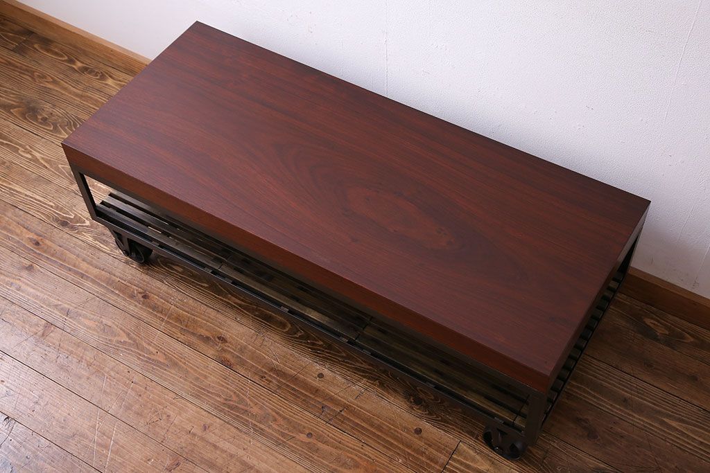 中古　大人な魅力のインダストリアル系トロッコテーブル(センターテーブル、ローテーブル)