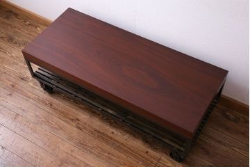 中古　大人な魅力のインダストリアル系トロッコテーブル(センターテーブル、ローテーブル)