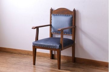 レトロ家具　昭和レトロ　古い木の質感が趣き深いチャーチチェア(椅子、アームチェア)(1)