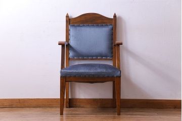 レトロ家具　昭和レトロ　古い木の質感が趣き深いチャーチチェア(椅子、アームチェア)(1)