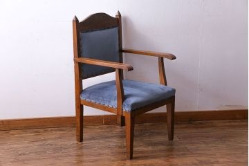 レトロ家具　昭和レトロ　古い木の質感が趣き深いチャーチチェア(椅子、アームチェア)(2)