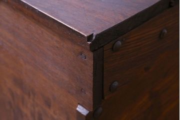 アンティーク雑貨　大正〜昭和初期　一枚板使用の贅沢な木箱(収納ケース、道具箱、ブランケットボックス)