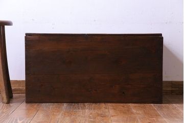 アンティーク雑貨　大正〜昭和初期　松材　落ち着いた色合いのシンプルな木箱(収納ケース、道具箱、ブランケットボックス)
