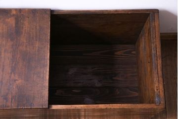 アンティーク雑貨　大正〜昭和初期　松材　落ち着いた色合いのシンプルな木箱(収納ケース、道具箱、ブランケットボックス)