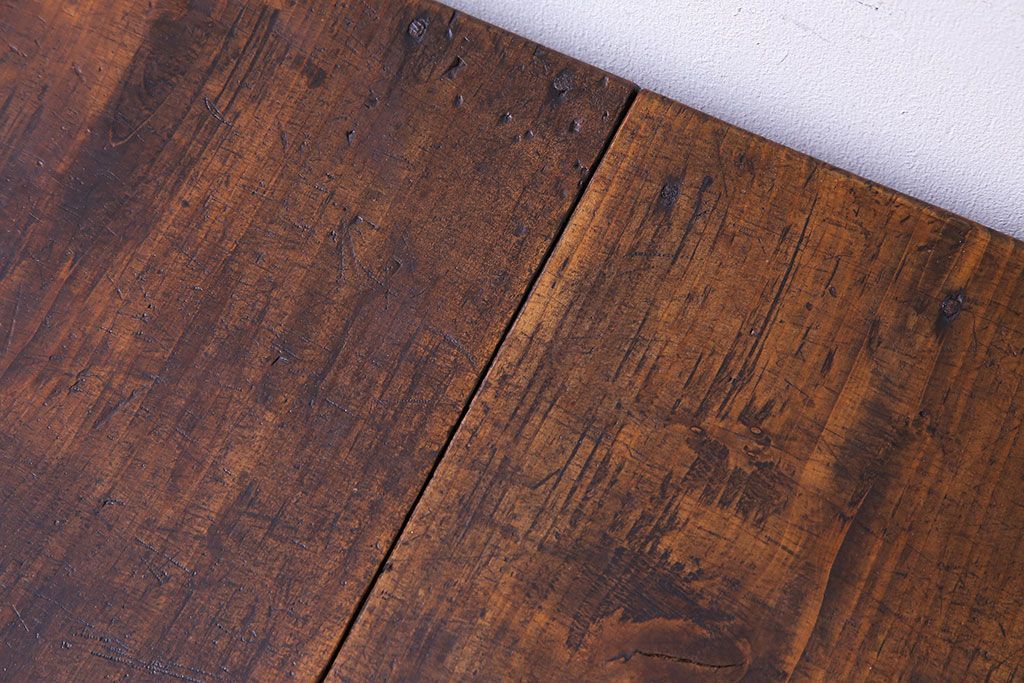 アンティーク雑貨　大正〜昭和初期　松材　落ち着いた色合いのシンプルな木箱(収納ケース、道具箱、ブランケットボックス)