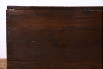 アンティーク雑貨　大正〜昭和初期　松材　落ち着いた色合いのシンプルな木箱(収納ケース、道具箱、ブランケットボックス)