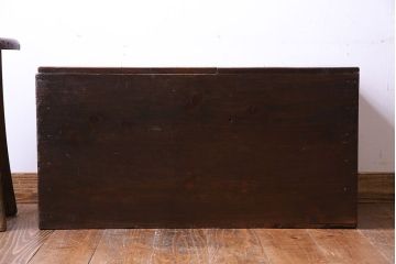 アンティーク雑貨　大正〜昭和初期　松材　落ち着いた色合いのシンプルな木箱(収納ケース、道具箱、ブランケットボックス)