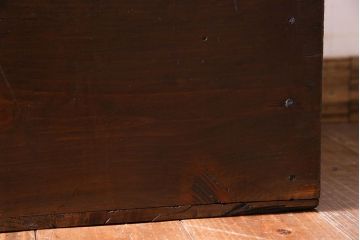 アンティーク雑貨　大正〜昭和初期　松材　落ち着いた色合いのシンプルな木箱(収納ケース、道具箱、ブランケットボックス)