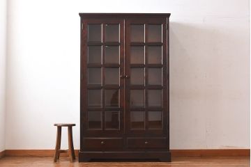 中古　北海道民芸家具　落ち着いた色味のブックケース(本箱、収納棚、戸棚)(定価41万円)(3)